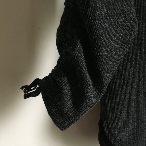 Max Studio Grey Knit Tie Up Ruched Sleeve Sweater - Picture 4 of 16